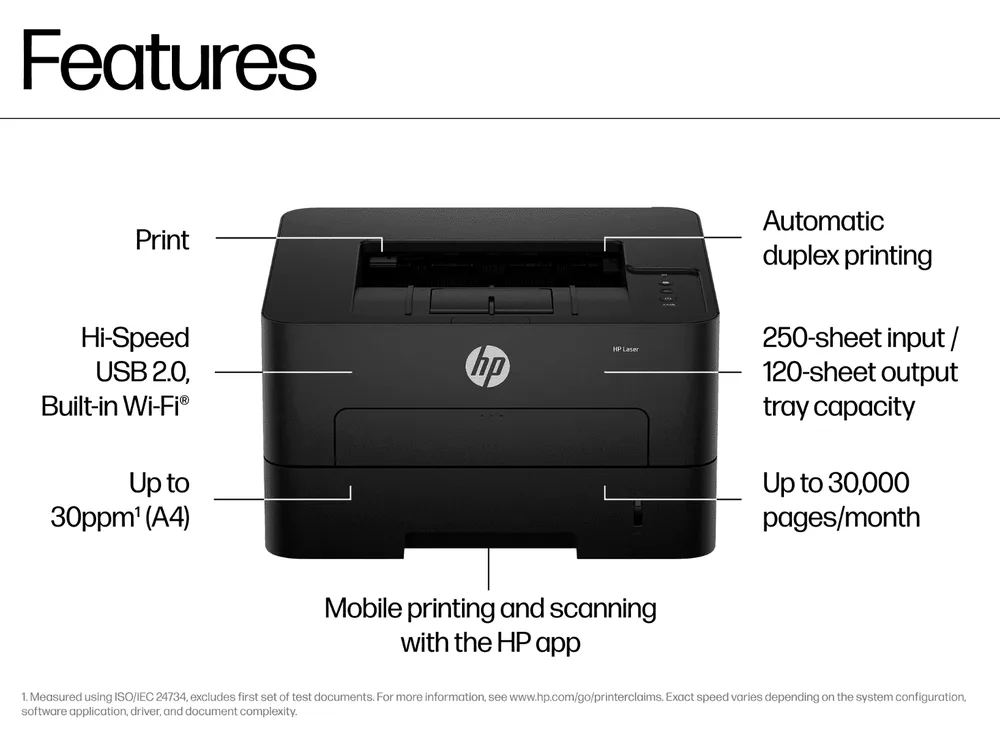 HP Laser 303dw Printer view 2